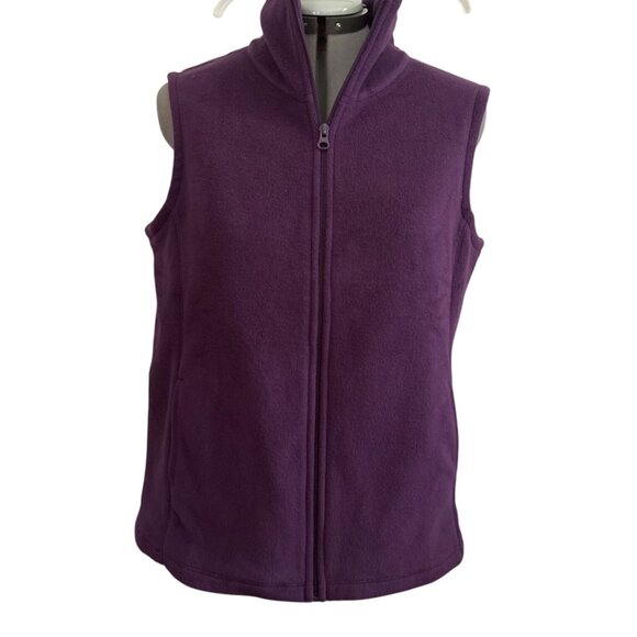 Lands End Womens Purple Full-Zip Fleece Vest M 10-12 - Picture 1 of 7